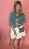 Denim Button Front Cropped Shirt