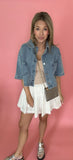 Denim Button Front Cropped Shirt