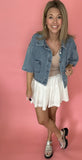 Denim Button Front Cropped Shirt
