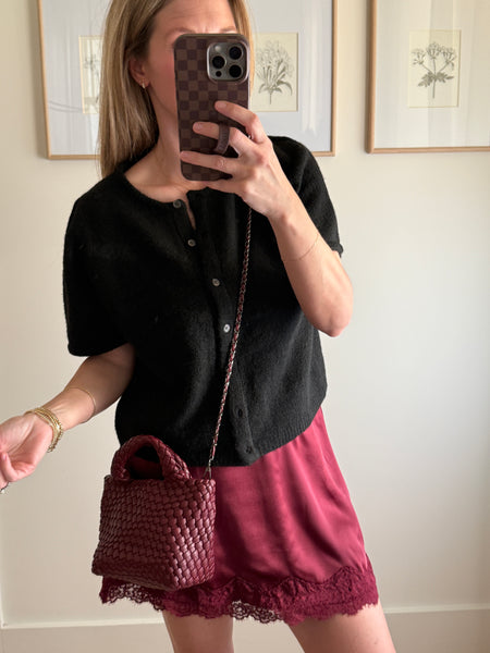 Black Puff Short Sleeve Sweater