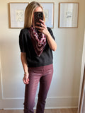 Black Pointelle Short Sleeve Sweater