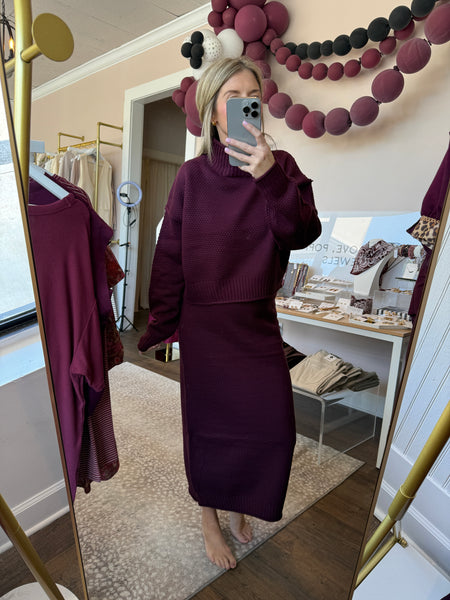 Skirt and sweater set - Maroon knit