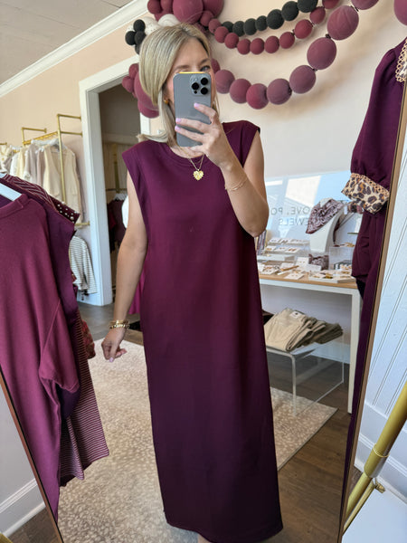 Jersey Knit Dress - Wine