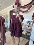 Maroon Pintuck Mini Dress