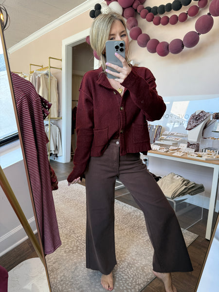 Wine Button-up Cardigan