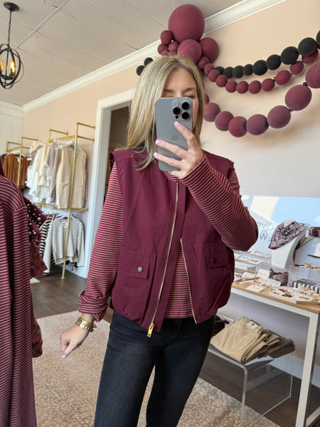 Zip-up vest with flap pockets