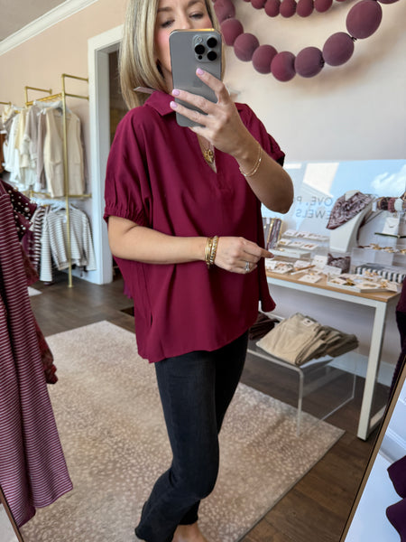 Maroon Collared Blouse