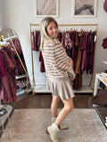 Mocha Collared Striped Button-Down Sweater