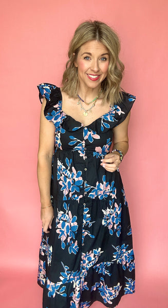 Midnight Garden Midi Dress