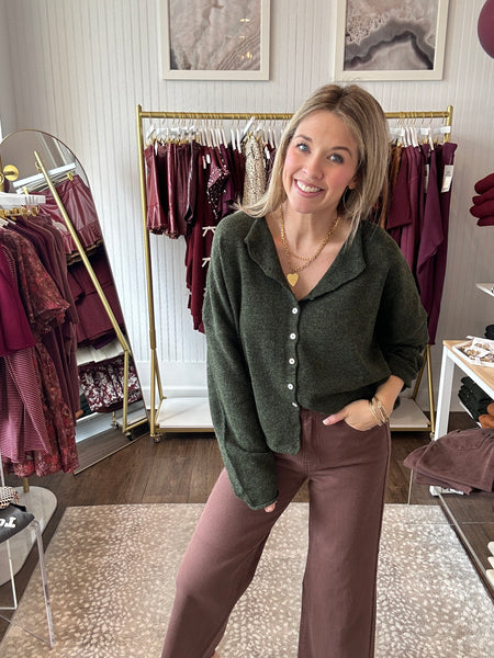 Piper Cardigan - Hunter Green