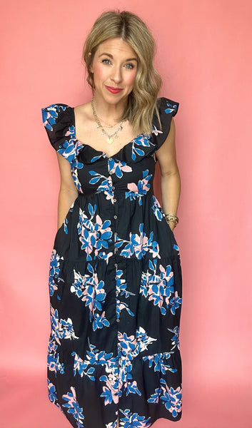 Midnight Garden Midi Dress