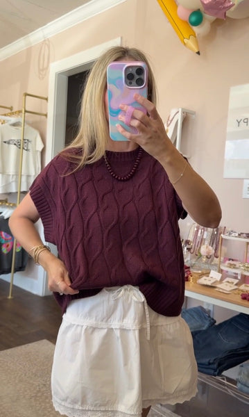 Dark Cherry Cap Sleeve Top