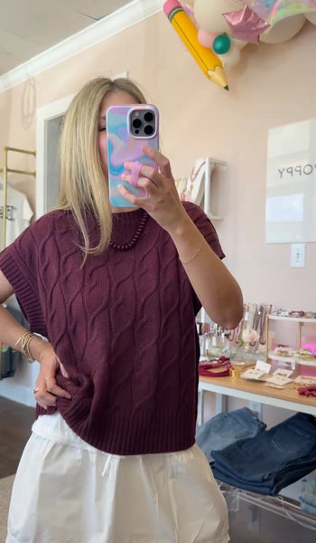 Dark Cherry Cap Sleeve Top