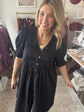 Black Pintuck Mini Dress