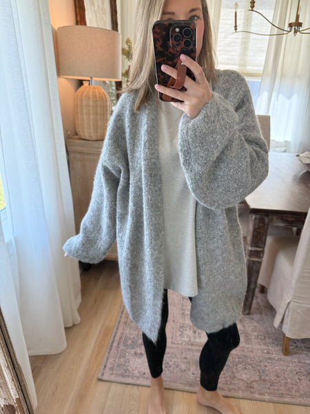 Grey brushed sweater cardigan