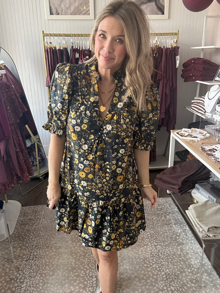 Floral Ruffle Hem Mini Dress