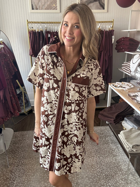 Brown and Cream Shirt Dress
