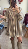 Sand Stripe Rope Trim Dress