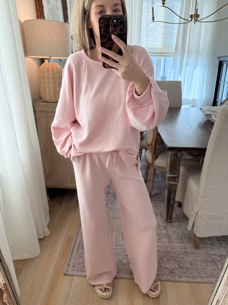 Waffle relaxed set- pink