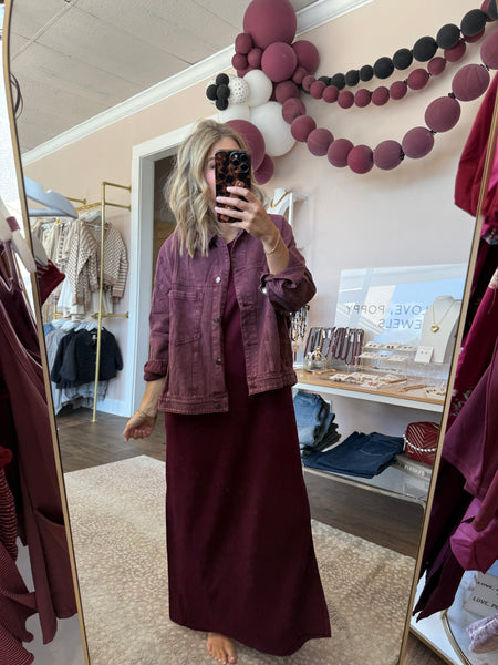 Back Pleated Jacket - Maroon *SHIPS 10/9*