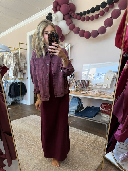 Back Pleated Jacket - Maroon *SHIPS 10/9*