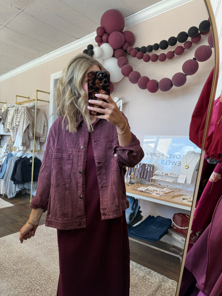 Back Pleated Jacket - Maroon *SHIPS 10/9*