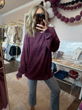Oversized Crewneck Sweatshirt - Dark Cherry
