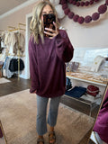 Oversized Crewneck Sweatshirt - Dark Cherry