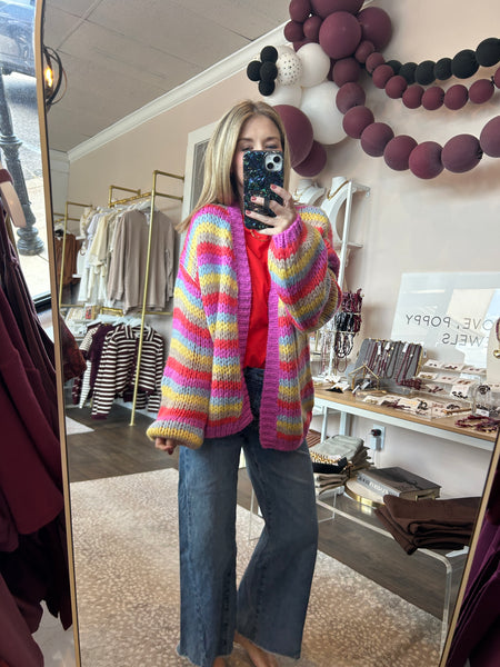 Multi-Striped Sweater Cardigan