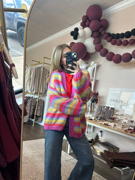 Multi-Striped Sweater Cardigan