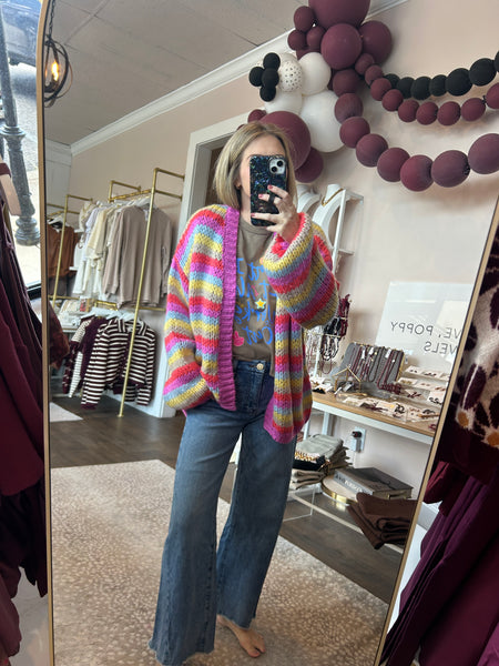 Multi-Striped Sweater Cardigan