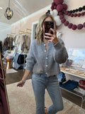 Gray Fluffy Sweater Cardigan