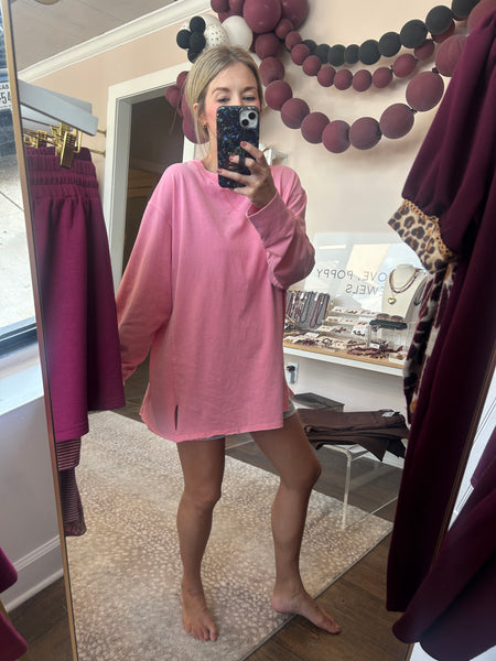 Mineral wash drop shoulder long sleeve tee