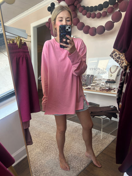 Mineral wash drop shoulder long sleeve tee