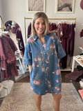 Denim Floral Shirt Dress
