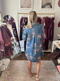 Denim Floral Shirt Dress