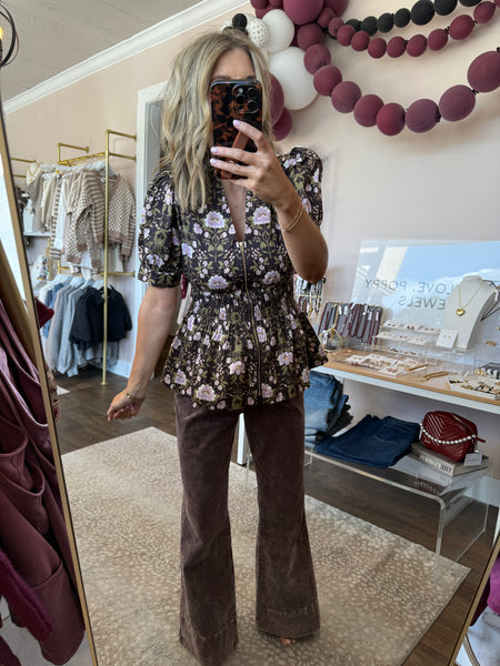 Puff Sleeve Peplum Top