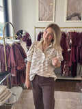 Ruffle neck stripe top