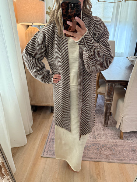 Herringbone Sweater Cardigan