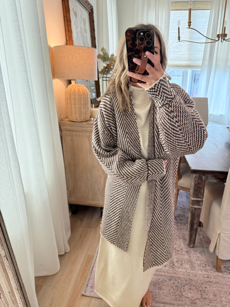 Herringbone Sweater Cardigan