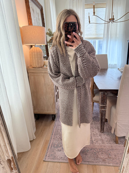 Herringbone Sweater Cardigan