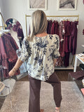Floral pintuck blouse - navy