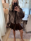 Zip Up Brown Fur Jacket