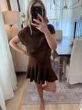 Swing skirt and turtleneck set - Chestnut