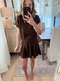 Swing skirt and turtleneck set - Chestnut