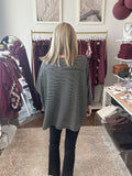 Brushed fabric stripe oversized tee