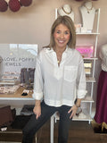 Popover shirt with spread collar