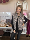 Leopard print puffer vest