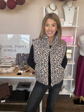 Leopard print puffer vest