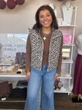Leopard print puffer vest